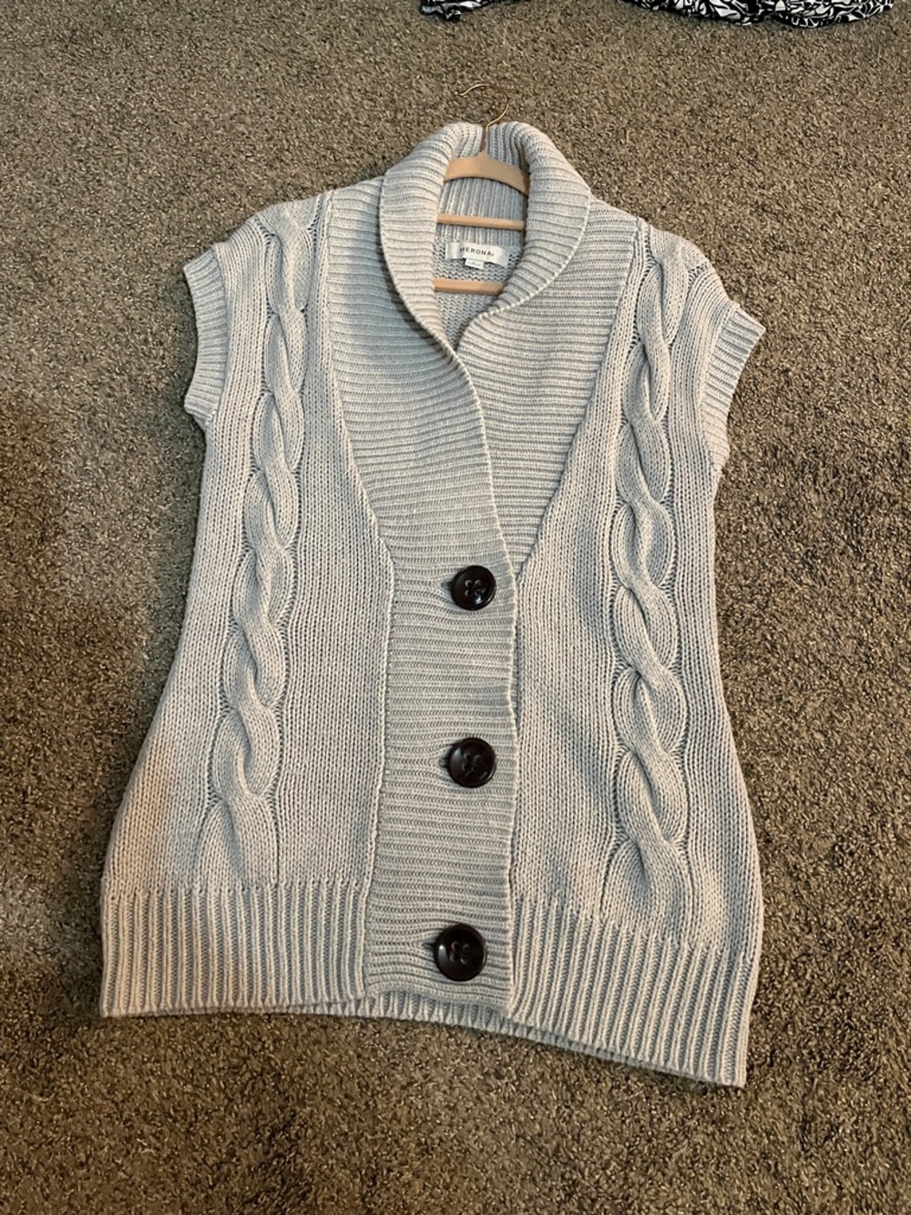Merona Cream Cable Knit Sleeveless Cardigan with Shawl Collar
